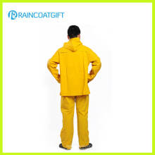 Rainsuit de seguridad de poliéster PVC amarillo (RPP-042)